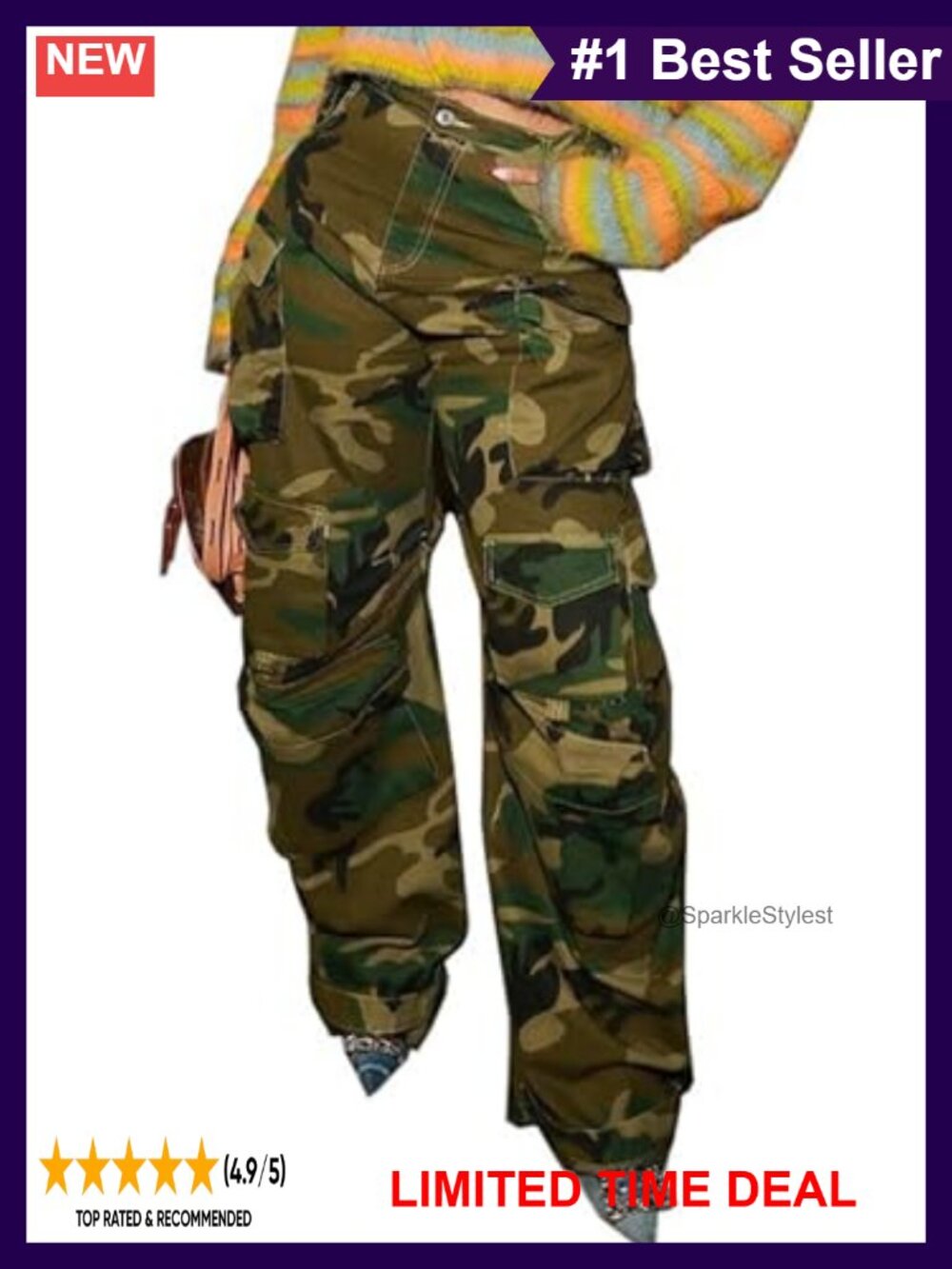 High Waisted Cargo Jeans Baggy Wide Leg Straight Stretchy Denim Pants